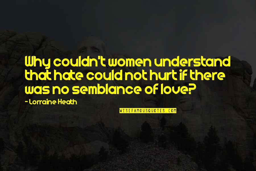 Jots Quotes By Lorraine Heath: Why couldn't women understand that hate could not