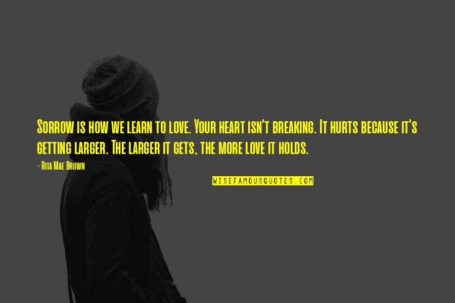 Jouffroy Manzambi Quotes By Rita Mae Brown: Sorrow is how we learn to love. Your Jouffroy Manzambi Quotes By Rita Mae Brown: Sorrow is how we learn to love. Your