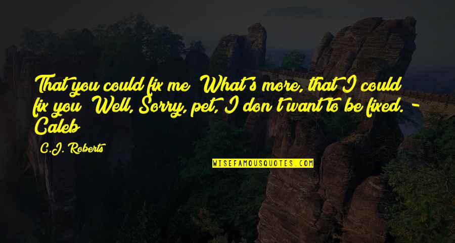 Jouni Hynynen Quotes By C.J. Roberts: That you could fix me? What's more, that Jouni Hynynen Quotes By C.J. Roberts: That you could fix me? What's more, that
