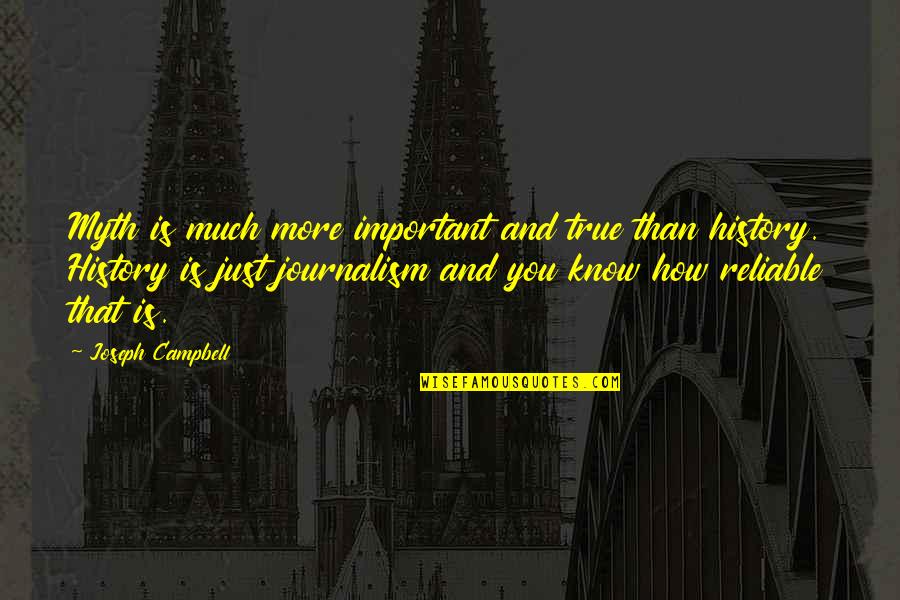 Journalism And Truth Quotes By Joseph Campbell: Myth is much more important and true than