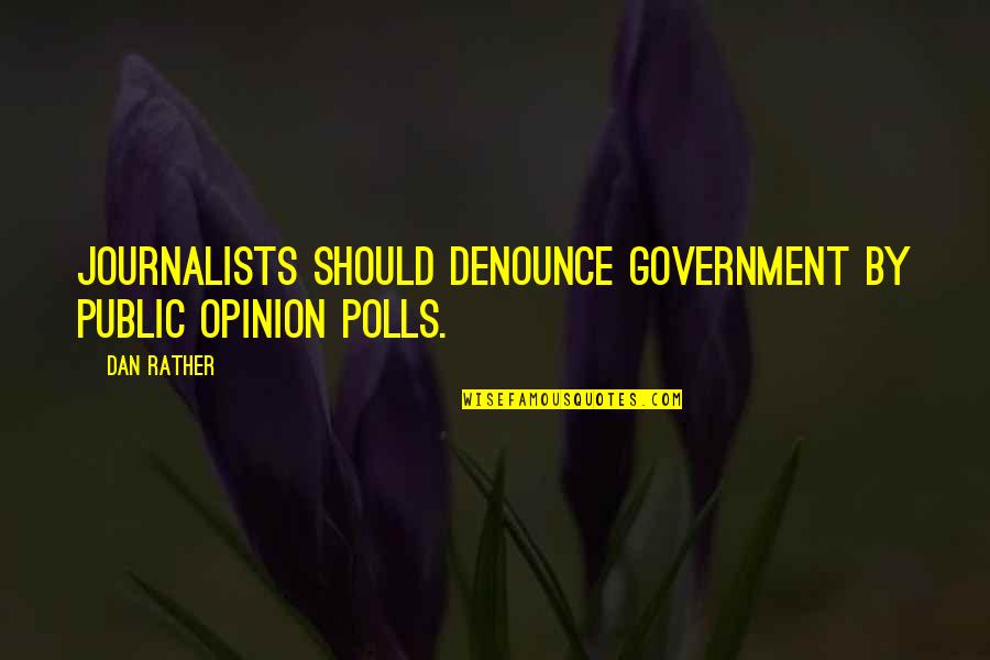 Journalists Quotes By Dan Rather: Journalists should denounce government by public opinion polls.