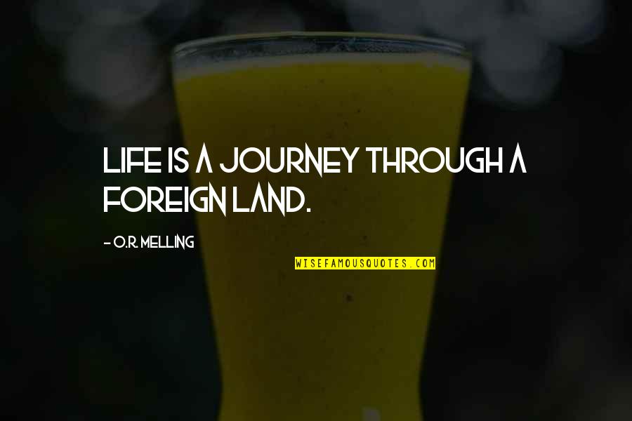 Journey And Dreams Quotes By O.R. Melling: Life is a journey through a foreign land. Journey And Dreams Quotes By O.R. Melling: Life is a journey through a foreign land.