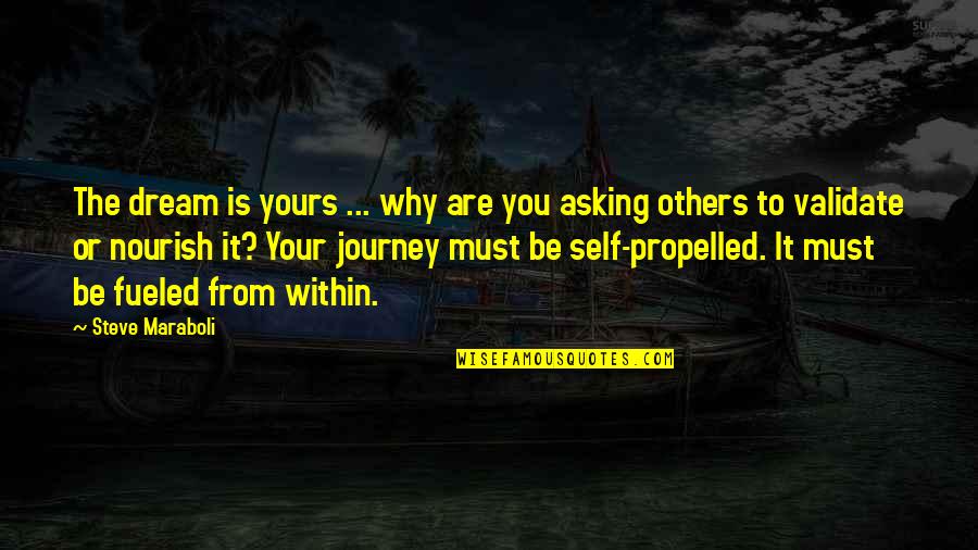 Journey To Life Quotes By Steve Maraboli: The dream is yours ... why are you