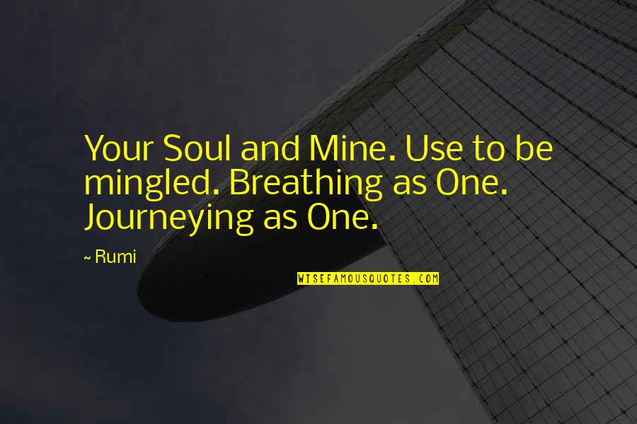 Journeying Quotes By Rumi: Your Soul and Mine. Use to be mingled.