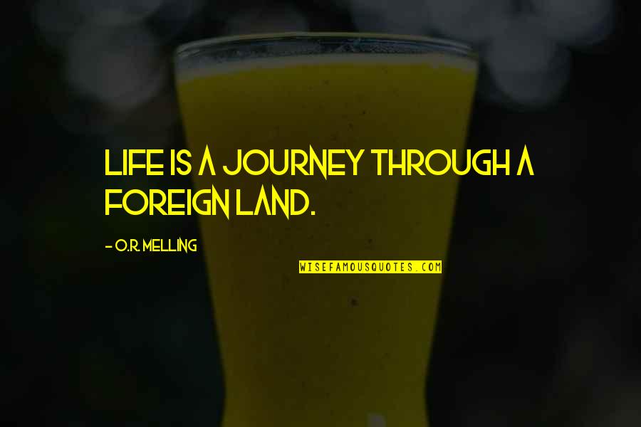 Journeys Of Life Quotes By O.R. Melling: Life is a journey through a foreign land.