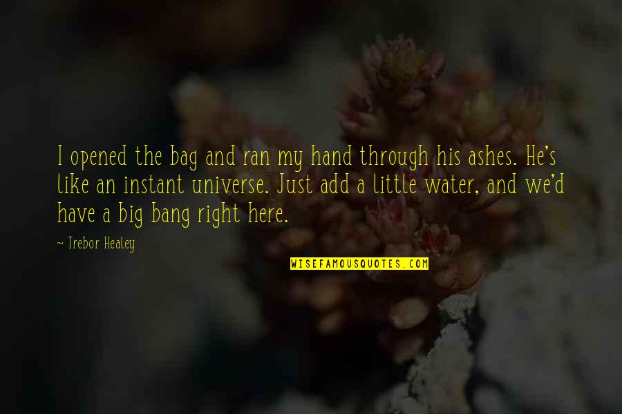 Joustra Terra Quotes By Trebor Healey: I opened the bag and ran my hand