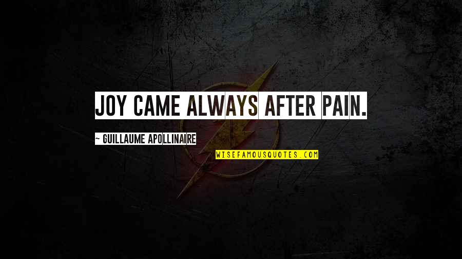 Joy After Pain Quotes By Guillaume Apollinaire: Joy came always after pain.