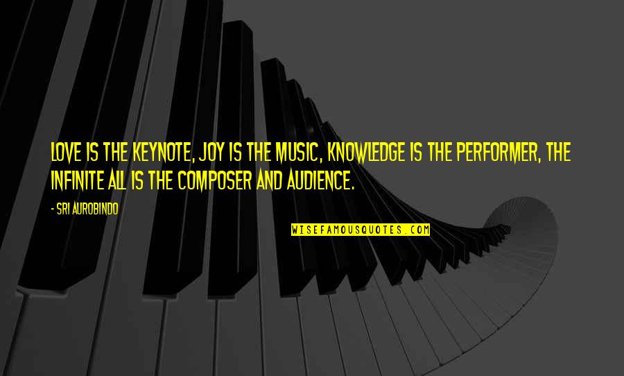 Joy And Music Quotes By Sri Aurobindo: Love is the keynote, Joy is the music,