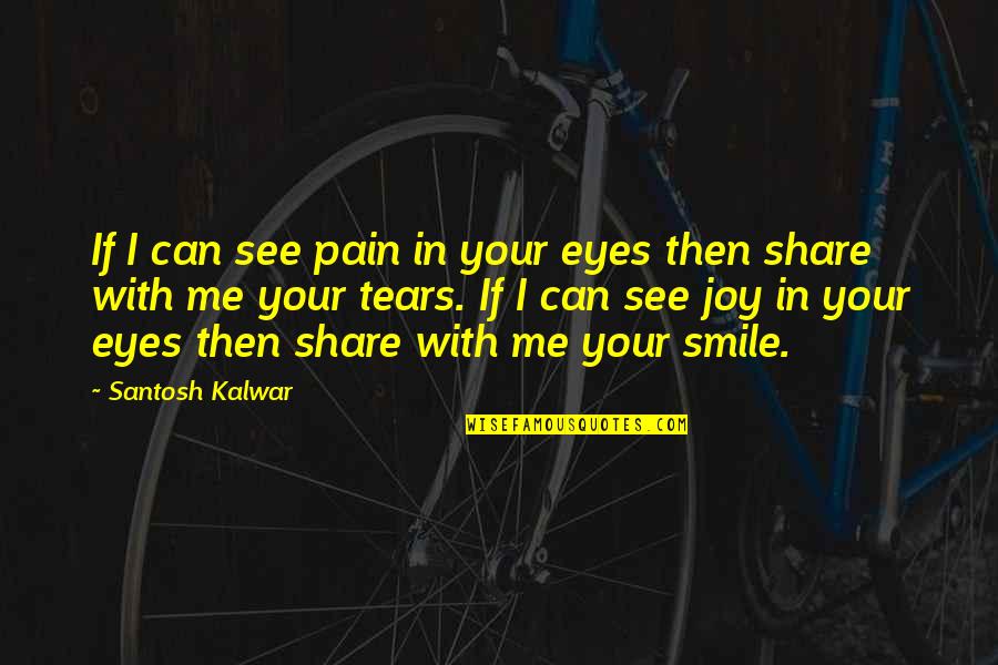 Joy And Smile Quotes By Santosh Kalwar: If I can see pain in your eyes