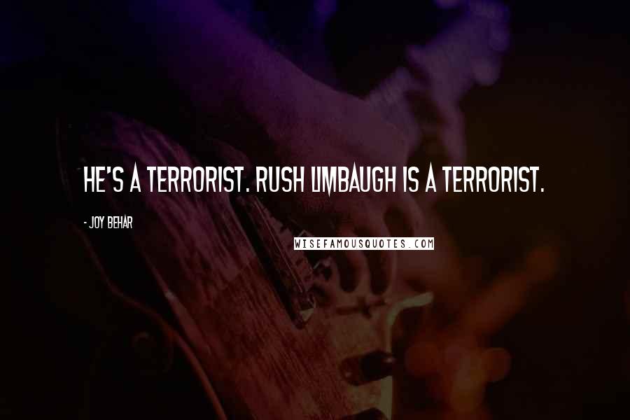 Joy Behar quotes: He's a terrorist. Rush Limbaugh is a terrorist.