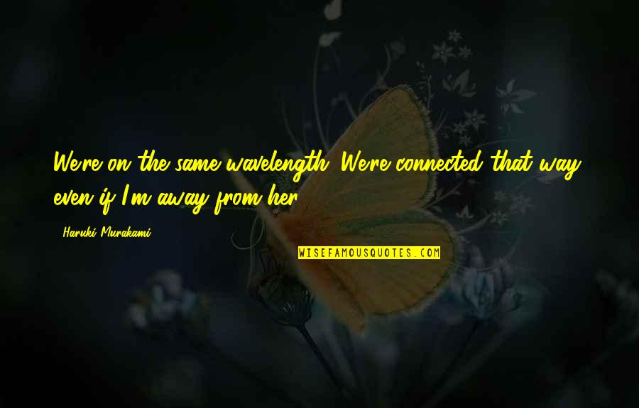 Joy Comes In The Morning Quotes By Haruki Murakami: We're on the same wavelength. We're connected that