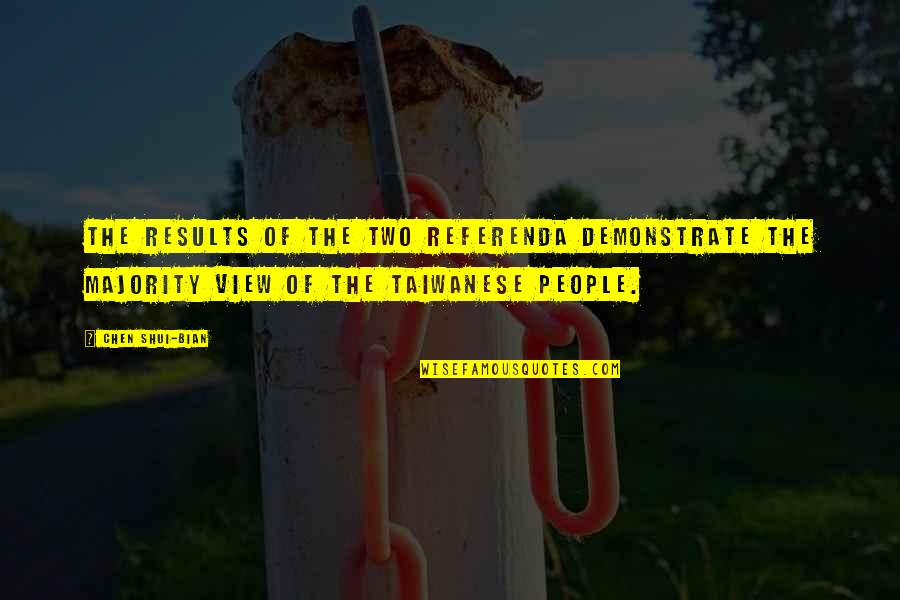 Joy Goodreads Quotes By Chen Shui-bian: The results of the two referenda demonstrate the Joy Goodreads Quotes By Chen Shui-bian: The results of the two referenda demonstrate the