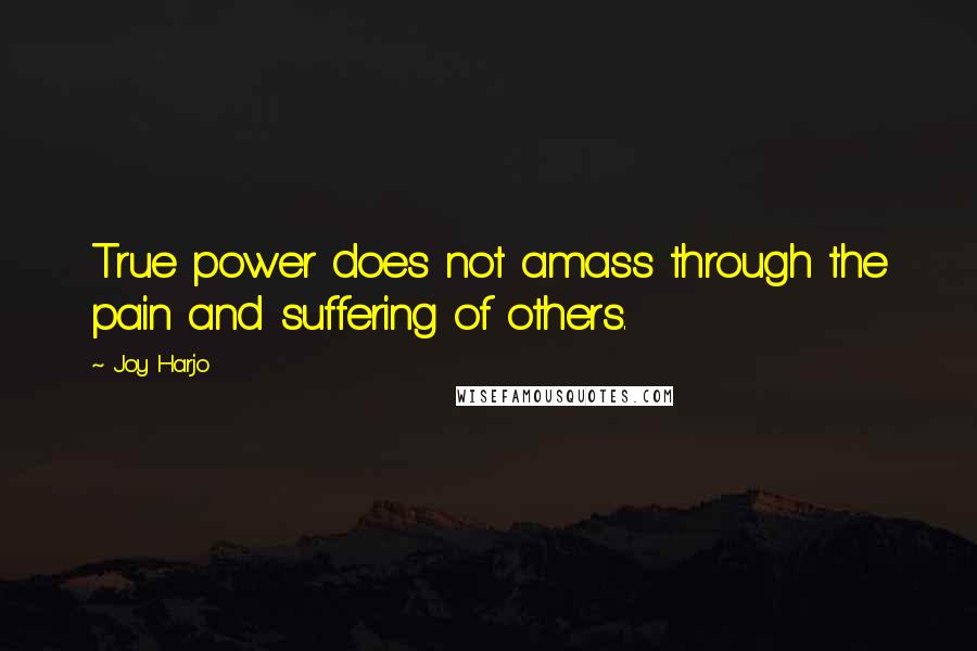 Joy Harjo quotes: True power does not amass through the pain and suffering of others.