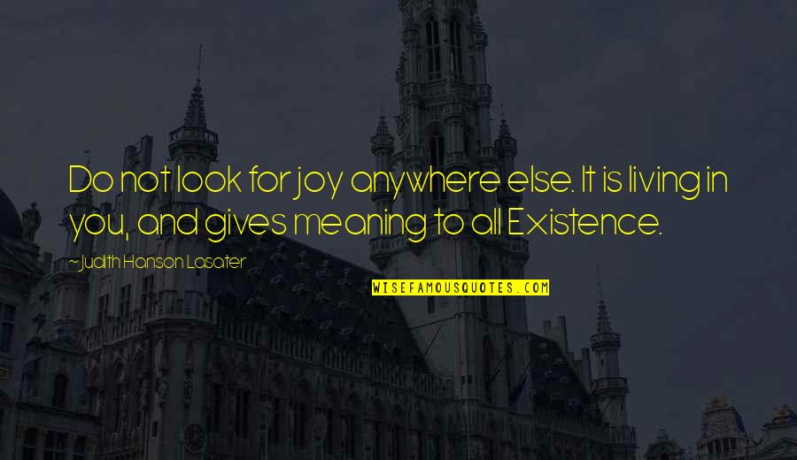 Joy In Giving Quotes By Judith Hanson Lasater: Do not look for joy anywhere else. It