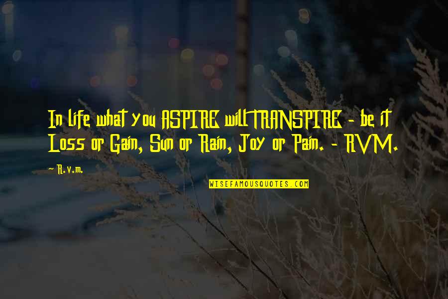 Joy In Pain Quotes By R.v.m.: In life what you ASPIRE will TRANSPIRE -