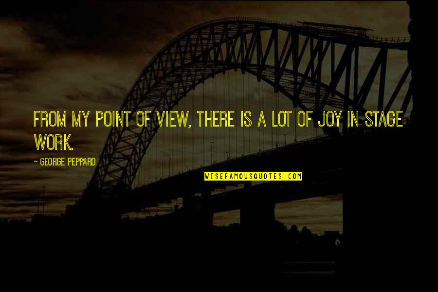 Joy In Work Quotes By George Peppard: From my point of view, there is a Joy In Work Quotes By George Peppard: From my point of view, there is a