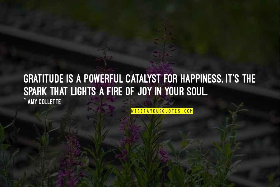 Joy In Your Soul Quotes By Amy Collette: Gratitude is a powerful catalyst for happiness. It's