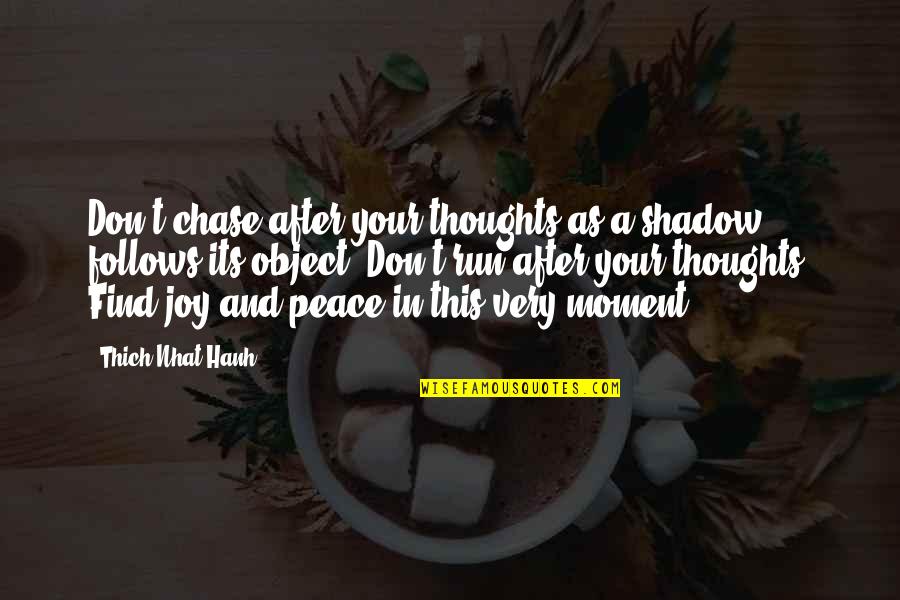 Joy Moment Quotes By Thich Nhat Hanh: Don't chase after your thoughts as a shadow