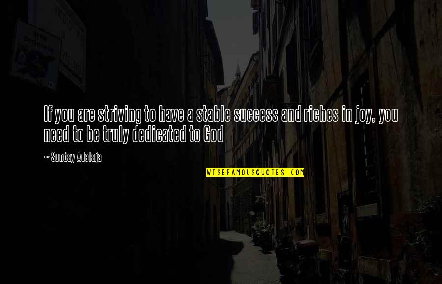 Joy Of God Quotes By Sunday Adelaja: If you are striving to have a stable