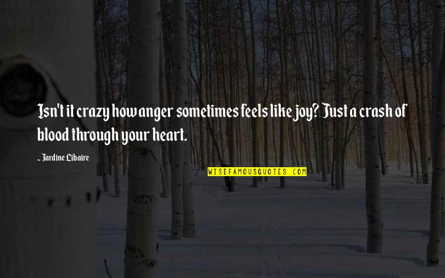 Joy Through Quotes By Jardine Libaire: Isn't it crazy how anger sometimes feels like