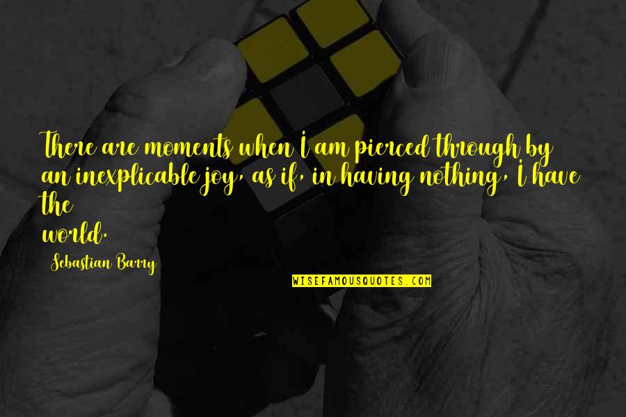 Joy Through Quotes By Sebastian Barry: There are moments when I am pierced through