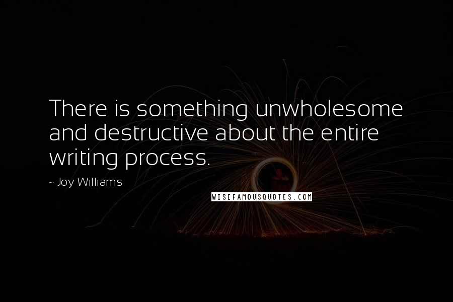 Joy Williams quotes: There is something unwholesome and destructive about the entire writing process.