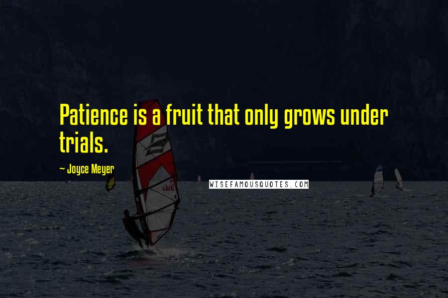 Joyce Meyer quotes: Patience is a fruit that only grows under trials.