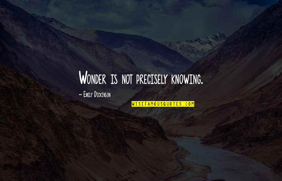 Joyless Quotes By Emily Dickinson: Wonder is not precisely knowing.