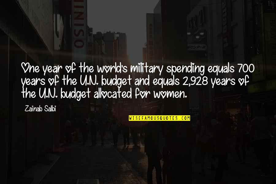 Joyride Quotes By Zainab Salbi: One year of the world's military spending equals