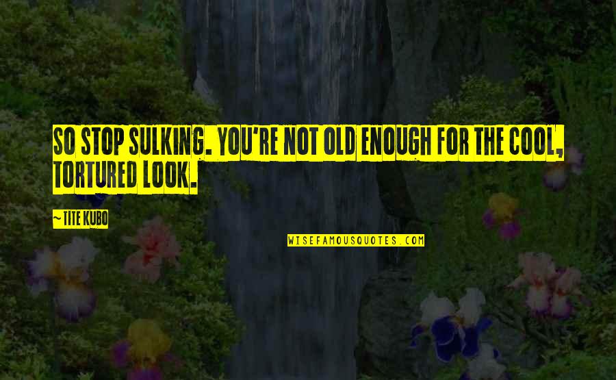 Jrr Tolkien Journey Quote Quotes By Tite Kubo: So stop sulking. You're not old enough for