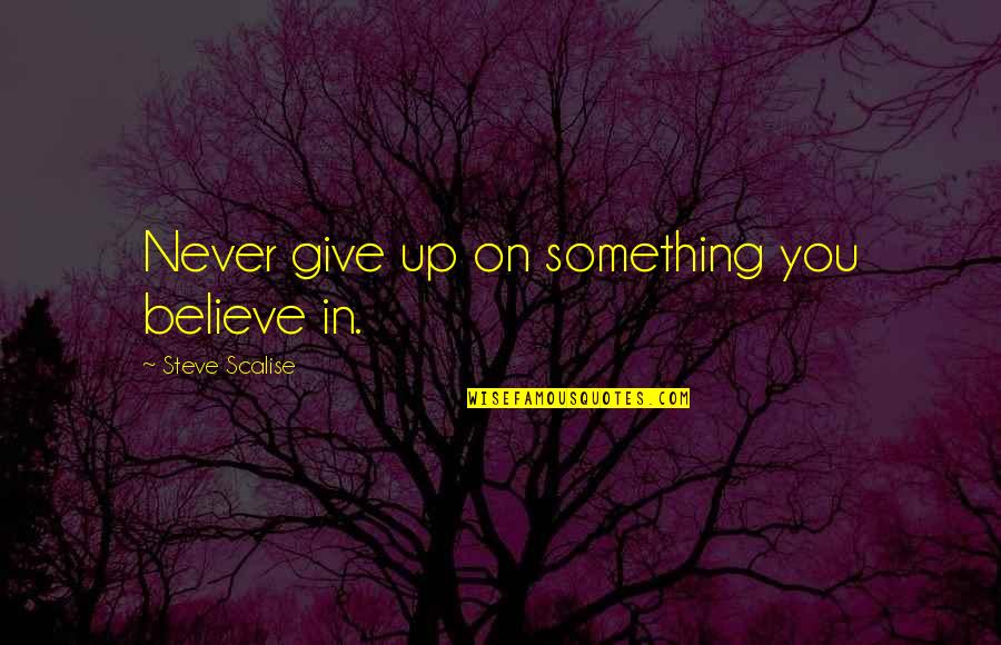 Js Graphics Quotes By Steve Scalise: Never give up on something you believe in.