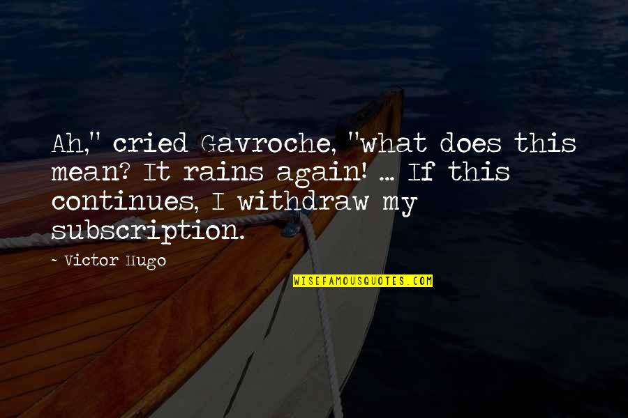 Jt Barrett Quotes By Victor Hugo: Ah," cried Gavroche, "what does this mean? It