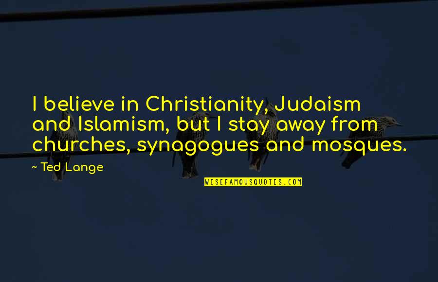 Judaism And Christianity Quotes By Ted Lange: I believe in Christianity, Judaism and Islamism, but