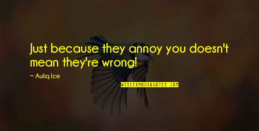 Judgement Of Others Quotes By Auliq Ice: Just because they annoy you doesn't mean they're
