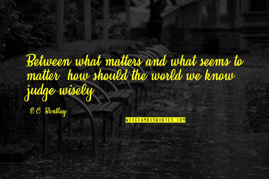 Judging Quotes By E.C. Bentley: Between what matters and what seems to matter,