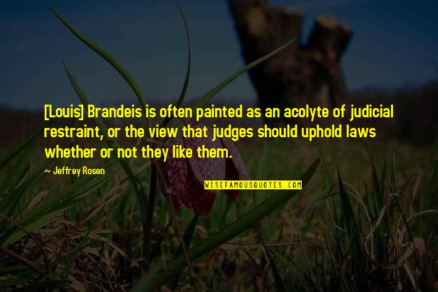 Judicial Restraint Quotes By Jeffrey Rosen: [Louis] Brandeis is often painted as an acolyte