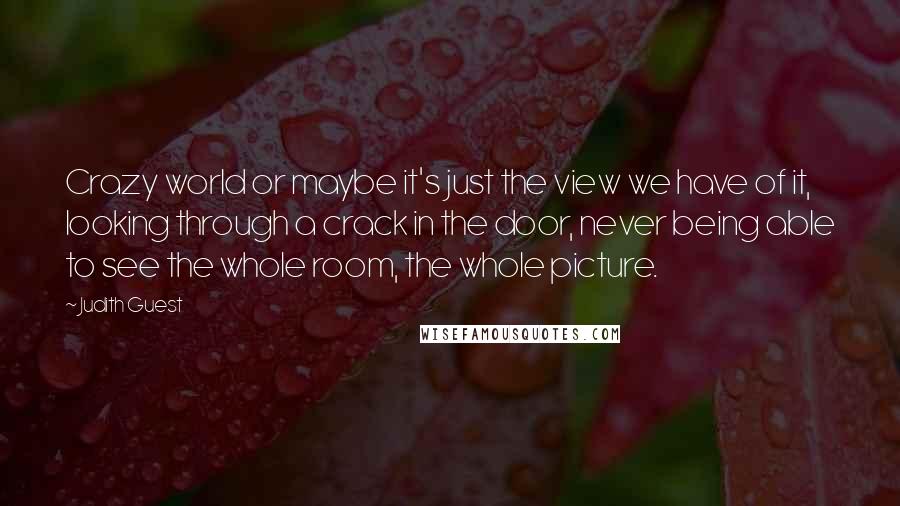 Judith Guest quotes: Crazy world or maybe it's just the view we have of it, looking through a crack in the door, never being able to see the whole room, the whole picture.