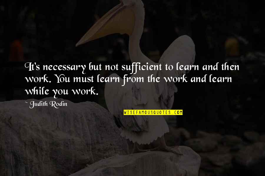 Judith's Quotes By Judith Rodin: It's necessary but not sufficient to learn and
