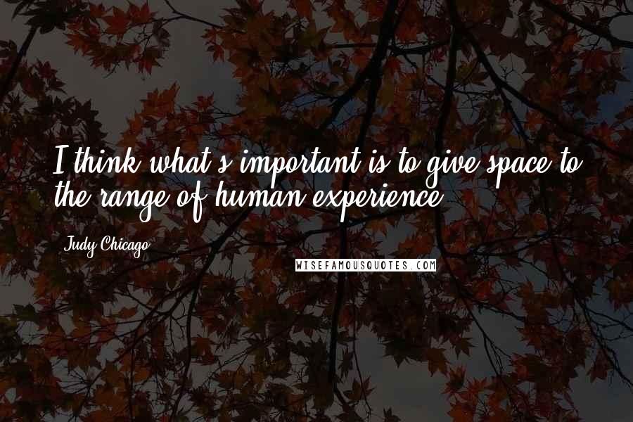 Judy Chicago quotes: I think what's important is to give space to the range of human experience.