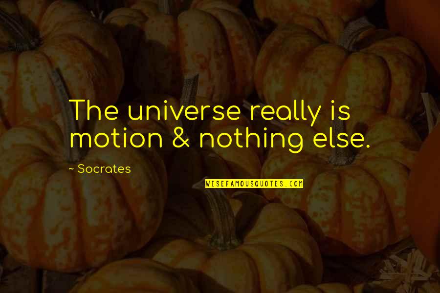Judy Chicago Quotes By Socrates: The universe really is motion & nothing else.
