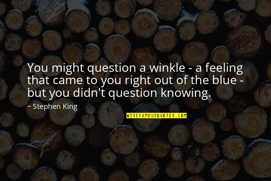 Jugo De Naranja Quotes By Stephen King: You might question a winkle - a feeling Jugo De Naranja Quotes By Stephen King: You might question a winkle - a feeling
