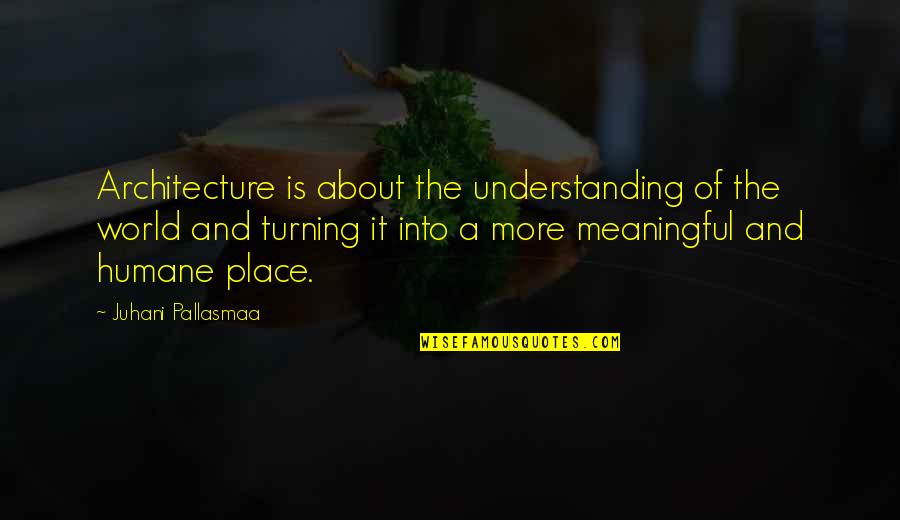 Juhani Quotes By Juhani Pallasmaa: Architecture is about the understanding of the world