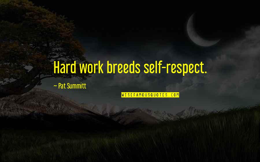 Juhlleen Quotes By Pat Summitt: Hard work breeds self-respect.