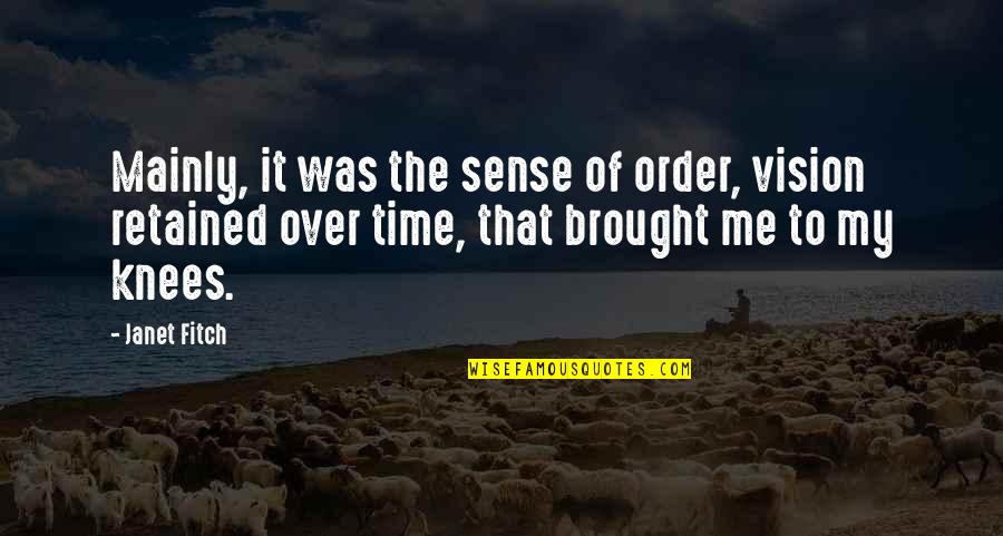 Juicin Quotes By Janet Fitch: Mainly, it was the sense of order, vision