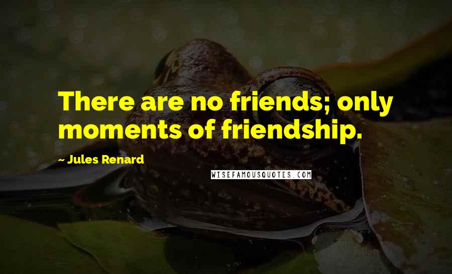 Jules Renard quotes: There are no friends; only moments of friendship.