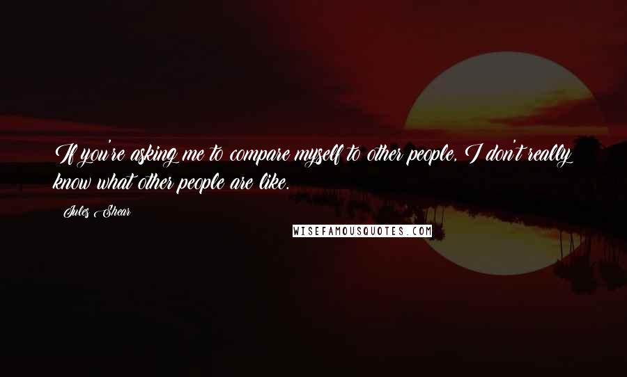 Jules Shear quotes: If you're asking me to compare myself to other people, I don't really know what other people are like.