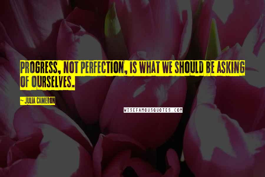 Julia Cameron quotes: Progress, not perfection, is what we should be asking of ourselves.