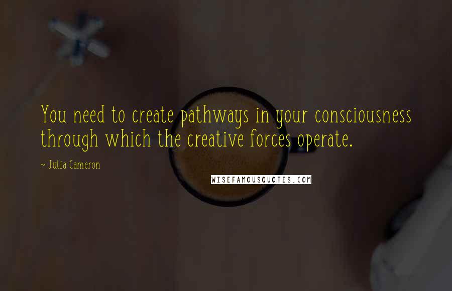 Julia Cameron quotes: You need to create pathways in your consciousness through which the creative forces operate.