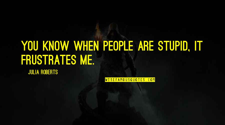 Julia Roberts Quotes By Julia Roberts: You know when people are stupid, it frustrates