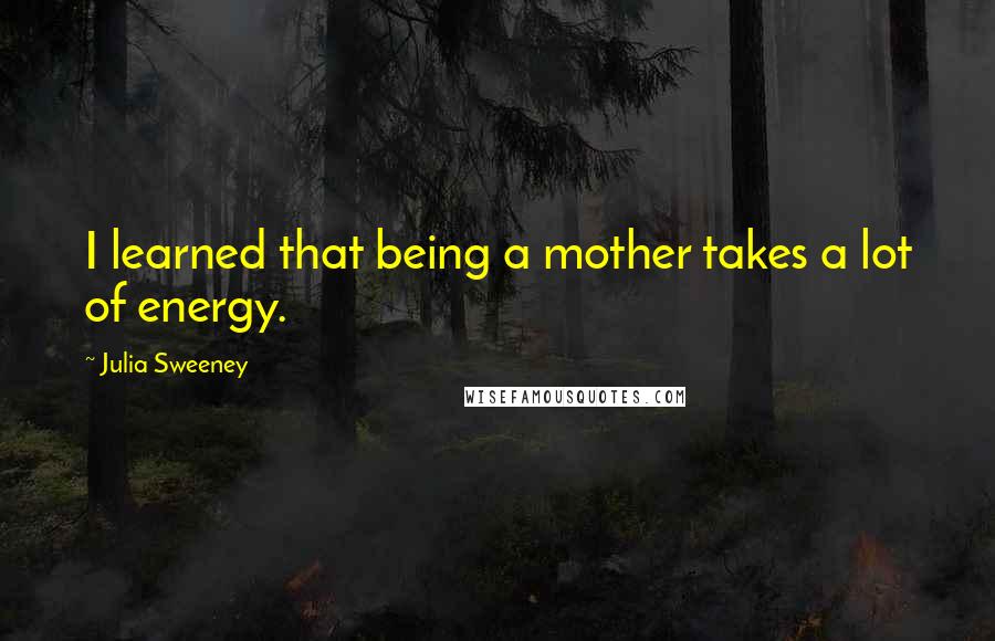 Julia Sweeney quotes: I learned that being a mother takes a lot of energy.